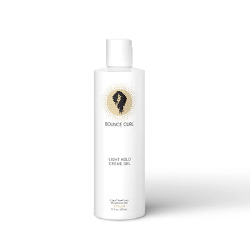 Bottle of Bounce Curl Light Hold Crème Gel on a white background